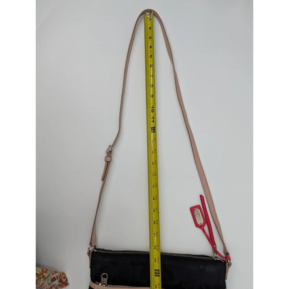 Coach Black Heritage Signature Weekend Nylon Crossbody Logo Limited Red Details